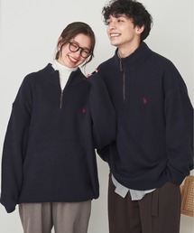 U.S. POLO ASSN. | ∴WEGO/【23年秋冬新作】U.S. POLO ASSN.別注畔編みハーフZIPニット【WEB限定】(ニット/セーター)