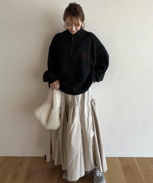 U.S. POLO ASSN.(ユーエスポロアッスン)の「∴WEGO/U.S. POLO ASSN.別注畔編みハーフZIPニット【WEB限定】(ニット/セーター・メンズ・ネイビー/杢グレー/オフホワイト/ダークオレンジ/ブラック/パープル・MEDIUM/LARGE)」の14枚目の写真