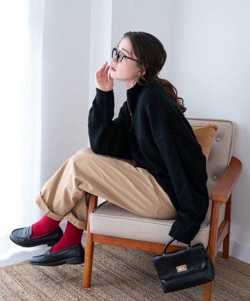 セール】∴WEGO/U.S. POLO ASSN.別注畔編みハーフZIPニット【WEB