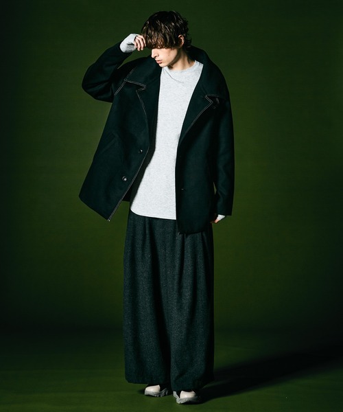 glamb（グラム）の「Spared Neck Coat / スペアードネックコート（ピーコート・メンズ・カーキ/ブラック・S/L/M）」の9枚目の写真