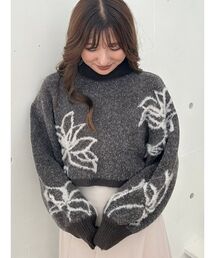 MERCURYDUO | ビッグフラワージャカードニット(ニット/セーター)