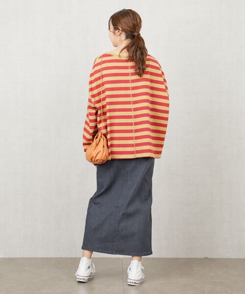 FREAK'S STORE（フリークスストア）の「限定展開　ビッグラウンド ロングスリーブ Tシャツ（Tシャツ/カットソー・レディース・グリーン/ブラック/ストライプ/レッド/ベージュ/オフホワイト・ﾌﾘ-）」の21枚目の写真