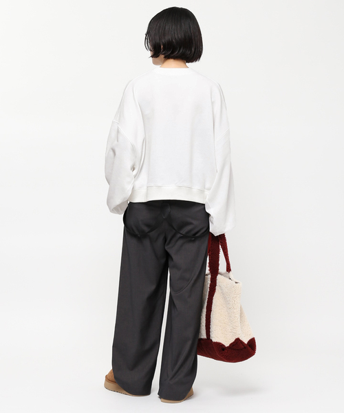 PRE_(プレ)の「【PRE_/プレ】別注cropped Big sleeve sweat Pullover(スウェット・レディース・チャコールグレー/ホワイト・FREE)」の22枚目の写真