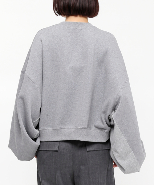 PRE_(プレ)の「【PRE_/プレ】別注cropped Big sleeve sweat Pullover(スウェット・レディース・チャコールグレー/ホワイト・FREE)」の20枚目の写真