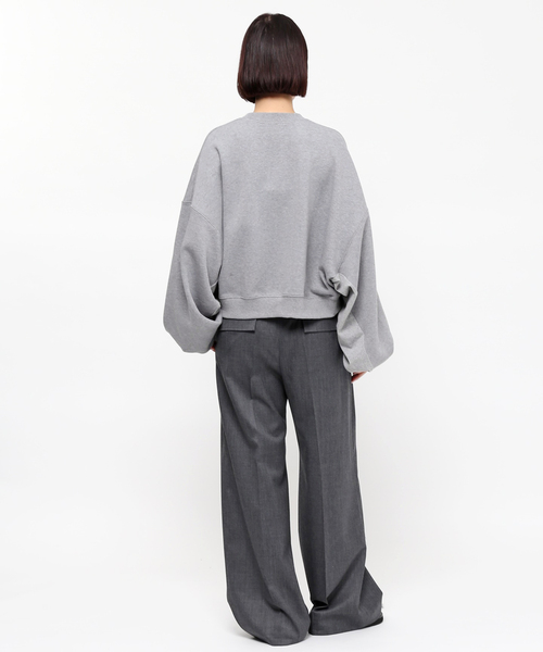 PRE_(プレ)の「【PRE_/プレ】別注cropped Big sleeve sweat Pullover(スウェット・レディース・チャコールグレー/ホワイト・FREE)」の17枚目の写真