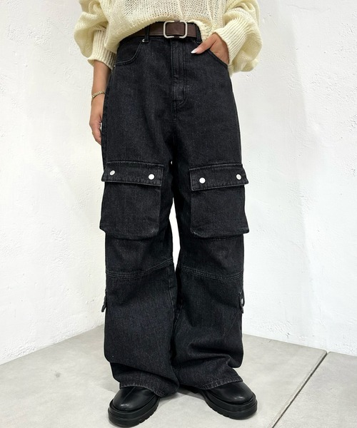 WHO'S WHO gallery（フーズフーギャラリー）の「ブッシュワイドパンツ（その他パンツ・レディース・ブラウン/ブラック・FREE）」の2枚目の写真