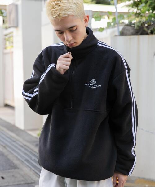 WEGO（ウィゴー）の「WEGO/フリースワンポイントハーフZIPプルオーバー（スウェット・メンズ・ブラック/オフホワイト/ネイビー・MEDIUM/LARGE）」の3枚目の写真