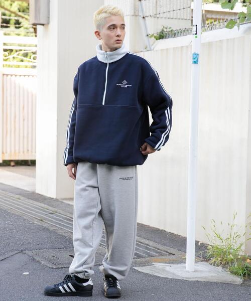 WEGO（ウィゴー）の「WEGO/フリースワンポイントハーフZIPプルオーバー（スウェット・メンズ・ブラック/オフホワイト/ネイビー・MEDIUM/LARGE）」の5枚目の写真