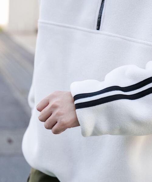 WEGO（ウィゴー）の「WEGO/フリースワンポイントハーフZIPプルオーバー（スウェット・メンズ・ブラック/オフホワイト/ネイビー・MEDIUM/LARGE）」の9枚目の写真