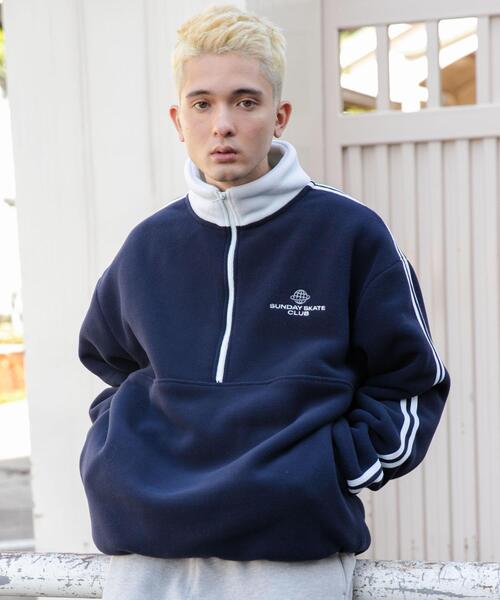 WEGO（ウィゴー）の「WEGO/フリースワンポイントハーフZIPプルオーバー