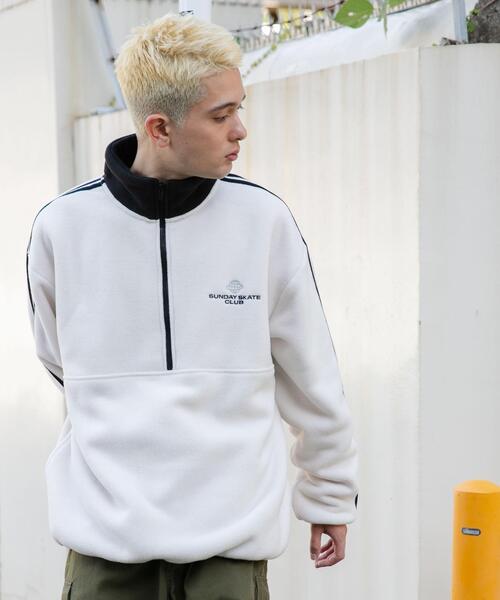 WEGO（ウィゴー）の「WEGO/フリースワンポイントハーフZIPプルオーバー（スウェット・メンズ・ブラック/オフホワイト/ネイビー・MEDIUM/LARGE）」の16枚目の写真