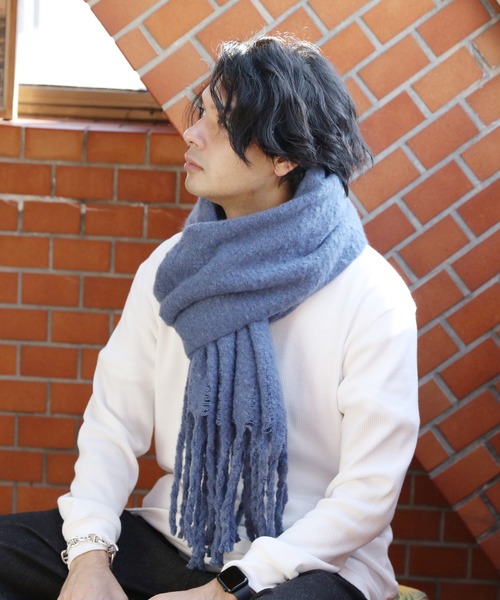 ８(eight)（エイト）の「無地ブークレマフラー（マフラー・メンズ・ライトグレー/ブラック/ベージュ/アイボリー/ブルー・FREE）」の5枚目の写真