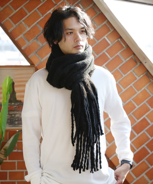 ８(eight)（エイト）の「無地ブークレマフラー（マフラー・メンズ・ライトグレー/ブラック/ベージュ/アイボリー/ブルー・FREE）」の2枚目の写真