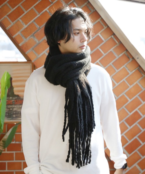 ８(eight)（エイト）の「無地ブークレマフラー（マフラー・メンズ・ライトグレー/ブラック/ベージュ/アイボリー/ブルー・FREE）」の13枚目の写真