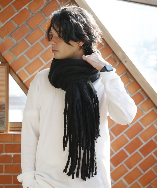 ８(eight)（エイト）の「無地ブークレマフラー（マフラー・メンズ・ライトグレー/ブラック/ベージュ/アイボリー/ブルー・FREE）」の14枚目の写真