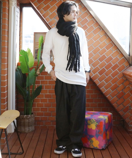 ８(eight)（エイト）の「無地ブークレマフラー（マフラー・メンズ・ライトグレー/ブラック/ベージュ/アイボリー/ブルー・FREE）」の15枚目の写真