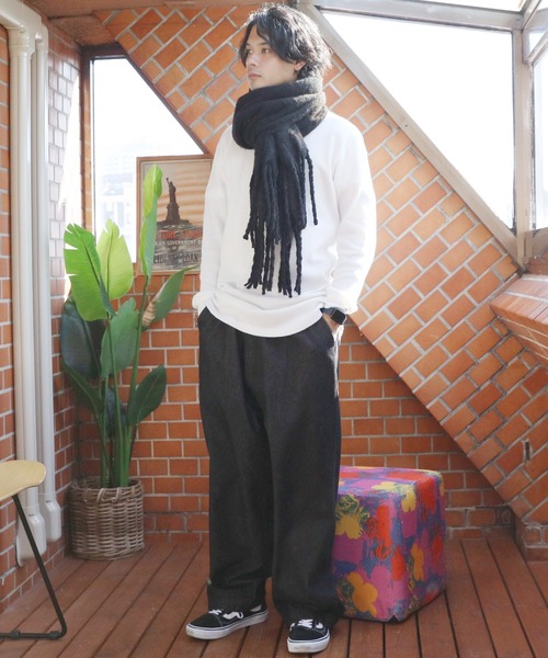 ８(eight)（エイト）の「無地ブークレマフラー（マフラー・メンズ・ライトグレー/ブラック/ベージュ/アイボリー/ブルー・FREE）」の16枚目の写真