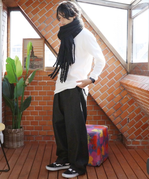 ８(eight)（エイト）の「無地ブークレマフラー（マフラー・メンズ・ライトグレー/ブラック/ベージュ/アイボリー/ブルー・FREE）」の19枚目の写真