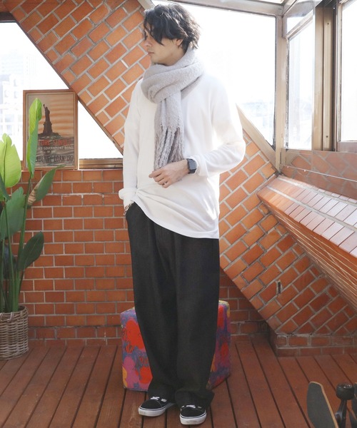 ８(eight)（エイト）の「無地ブークレマフラー（マフラー・メンズ・ライトグレー/ブラック/ベージュ/アイボリー/ブルー・FREE）」の22枚目の写真