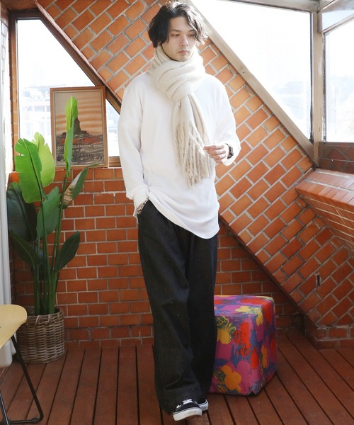 ８(eight)（エイト）の「無地ブークレマフラー（マフラー・メンズ・ライトグレー/ブラック/ベージュ/アイボリー/ブルー・FREE）」の9枚目の写真