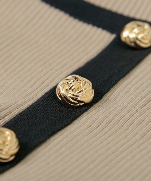 Julia Boutique（ジュリアブティック）の「ロング丈 パイピングマーメイドニットワンピース（ワンピース・レディース・ブラック/ベージュ・LONG）」の14枚目の写真