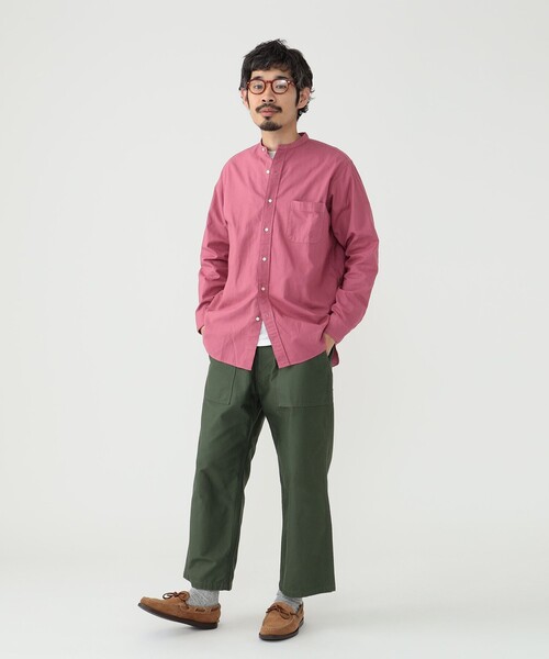 BEAMS PLUS(ビームスプラス)の「BEAMS PLUS / ガーメントダイ パナマ バンドカラー シャツ クラシックフィット(シャツ/ブラウス・メンズ・オリーブ/ミント/レッド系その他2/ブラウン系その他・L/M/S/XL)」の7枚目の写真