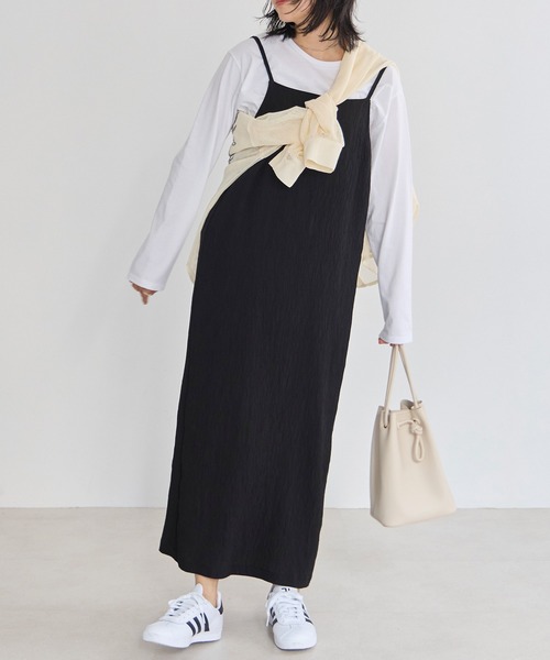 LAVEANGE(ラビアンジェ)の「楊柳カットソーキャミワンピース(ワンピース・レディース・オフホワイト/ブラウン/ブラック・4L/3L/LL/L/M)」の15枚目の写真