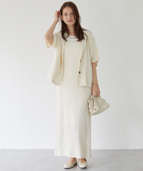 LAVEANGE(ラビアンジェ)の「楊柳カットソーキャミワンピース(ワンピース・レディース・オフホワイト/ブラウン/ブラック・4L/3L/LL/L/M)」の10枚目の写真