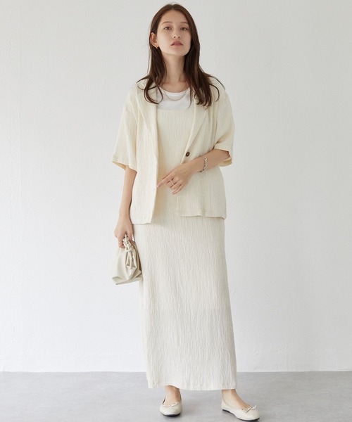 LAVEANGE(ラビアンジェ)の「楊柳カットソーキャミワンピース(ワンピース・レディース・オフホワイト/ブラウン/ブラック・4L/3L/LL/L/M)」の11枚目の写真