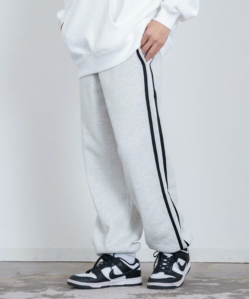 improves(インプローブス)の「裏起毛 ライン リブパンツ(スウェットパンツ・メンズ・ブラック/チャコール/パープル/オートミール/グレー/グレイッシュベージュ・MEDIUM/X-LARGE/LARGE)」の4枚目の写真