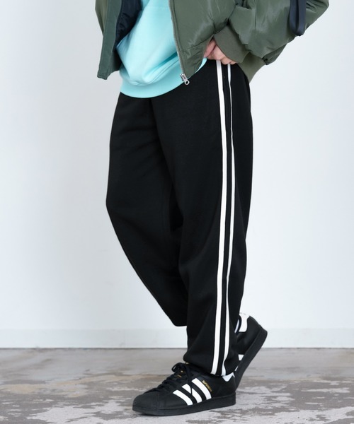 improves(インプローブス)の「裏起毛 ライン リブパンツ(スウェットパンツ・メンズ・ブラック/チャコール/パープル/オートミール/グレー/グレイッシュベージュ・MEDIUM/X-LARGE/LARGE)」の1枚目の写真