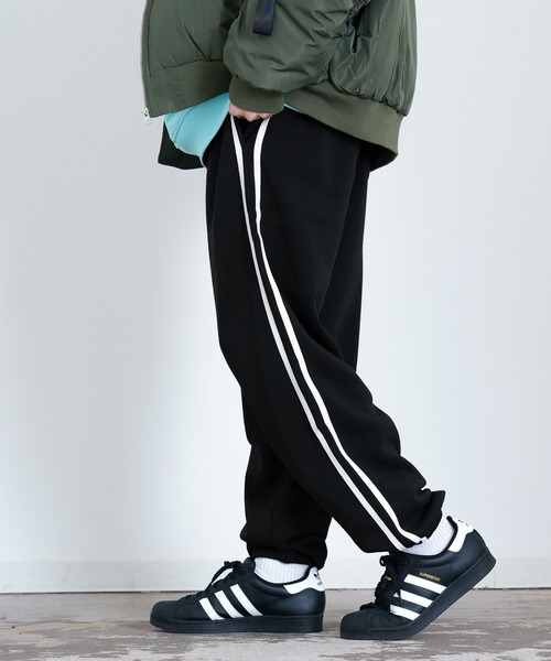 improves(インプローブス)の「裏起毛 ライン リブパンツ(スウェットパンツ・メンズ・ブラック/チャコール/パープル/オートミール/グレー/グレイッシュベージュ・MEDIUM/X-LARGE/LARGE)」の8枚目の写真