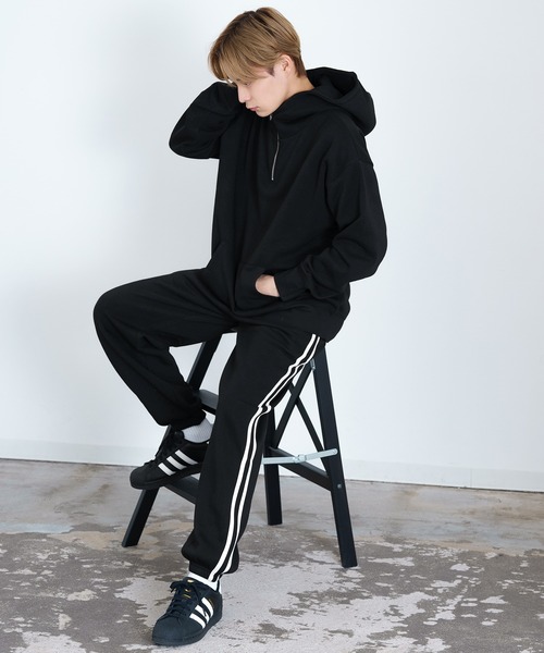 improves(インプローブス)の「裏起毛 ライン リブパンツ(スウェットパンツ・メンズ・ブラック/チャコール/パープル/オートミール/グレー/グレイッシュベージュ・MEDIUM/X-LARGE/LARGE)」の11枚目の写真