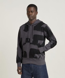 G-STAR | CALLIGRAPHY ALLOVER HOODED SWEATER/総柄グラフィックパーカー(パーカー)