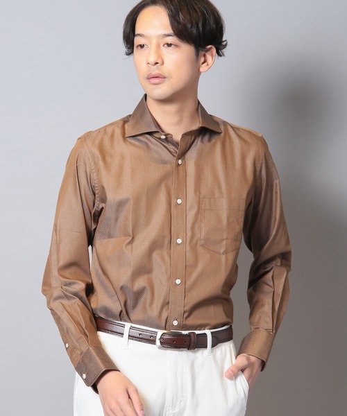 CROWDED CLOSET（クラウデッドクローゼット）の「コットンピンドットビジネスシャツ（シャツ/ブラウス・メンズ・ブラウン/ネイビー・01/04/02/03）」の2枚目の写真