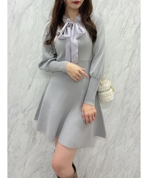 dazzlin（ダズリン）の「シアーボウタイミニワンピース（ワンピース・レディース・ブラック/オフホワイト/グレー・FREE）」の13枚目の写真