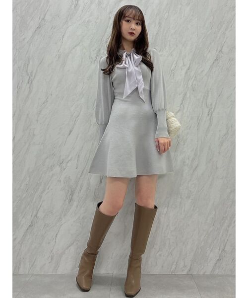 dazzlin（ダズリン）の「シアーボウタイミニワンピース（ワンピース・レディース・ブラック/オフホワイト/グレー・FREE）」の15枚目の写真