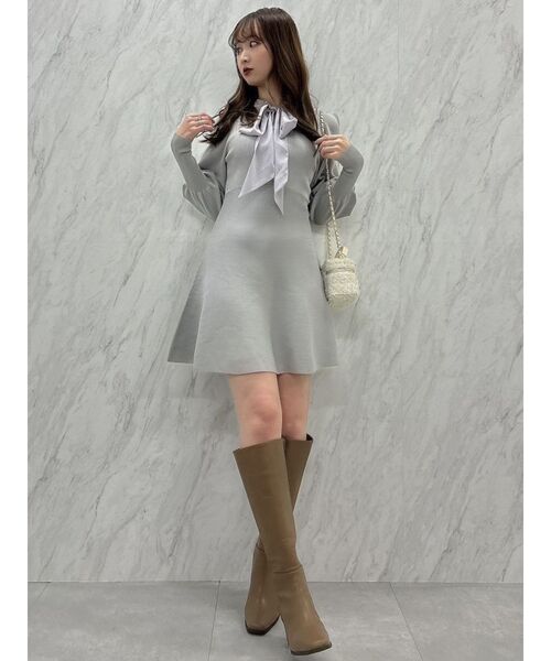 dazzlin（ダズリン）の「シアーボウタイミニワンピース（ワンピース・レディース・ブラック/オフホワイト/グレー・FREE）」の17枚目の写真