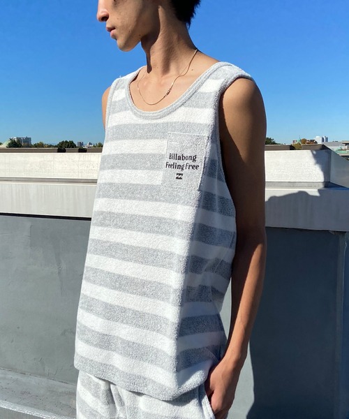 BILLABONG(ビラボン)の「BILLABONG/ビラボン タンクトップ バックプリント パイル セットアップ対応 BE011-352(タンクトップ・メンズ・グレー×ホワイト/オフホワイト/グレー・L/M)」の3枚目の写真