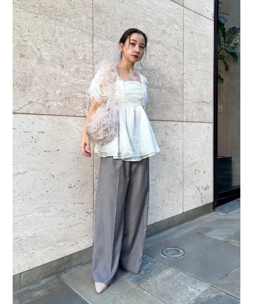 SNIDEL(スナイデル)の「ストレートワイドパンツ(その他パンツ・レディース・グレー/チェック/アイボリー・0/1)」の4枚目の写真