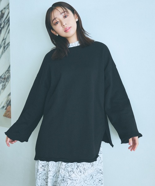 mysty woman（ミスティウーマン）の「ワイドシルエットミニ裏毛プルオーバー　106921（スウェット・レディース・オフホワイト/ブラック/グレー・FREE）」の2枚目の写真