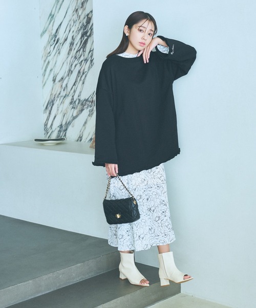 mysty woman（ミスティウーマン）の「ワイドシルエットミニ裏毛プルオーバー　106921（スウェット・レディース・オフホワイト/ブラック/グレー・FREE）」の5枚目の写真