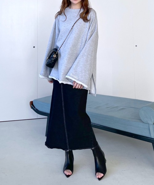 mysty woman（ミスティウーマン）の「ワイドシルエットミニ裏毛プルオーバー　106921（スウェット・レディース・オフホワイト/ブラック/グレー・FREE）」の18枚目の写真