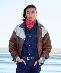 JUNRED | ヴィンテージウォッシュレザーバイカーブルゾン(ブルゾン)