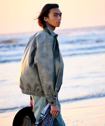 JUNRED | ヴィンテージウォッシュレザーバイカーブルゾン(ブルゾン)