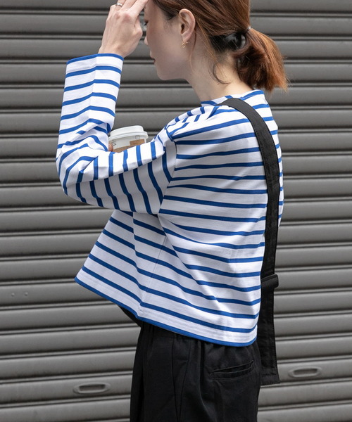 SOPHNET. ボートネックボーダーTシャツ　XL SOPHNET．(ソフネット) ボーダーTシャツ SOPH-210056 ブラック