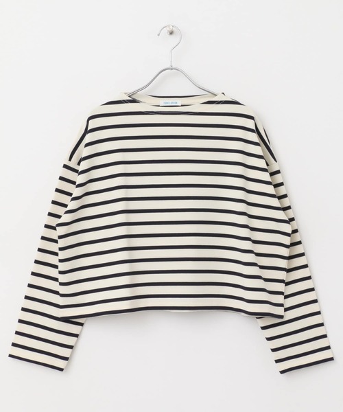 FORK&SPOON（フォークアンドスプーン）の「FORK&SPOON　クロップドボートネックボーダー（Tシャツ/カットソー・レディース・ブルー系その他/ホワイト系その他・1）」の11枚目の写真