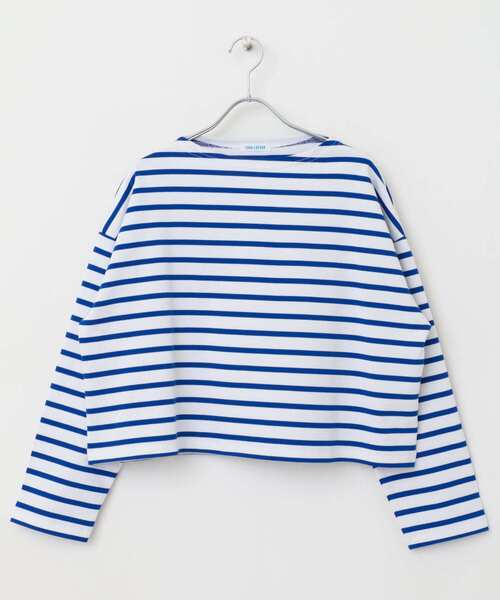 FORK&SPOON（フォークアンドスプーン）の「FORK&SPOON　クロップドボートネックボーダー（Tシャツ/カットソー・レディース・ブルー系その他/ホワイト系その他・1）」の12枚目の写真