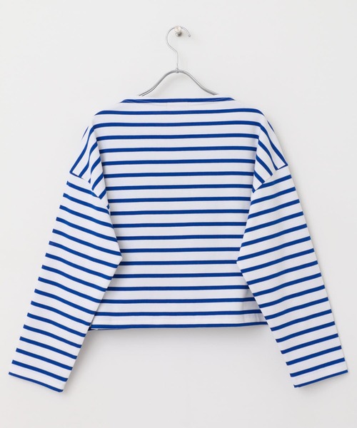 FORK&SPOON（フォークアンドスプーン）の「FORK&SPOON　クロップドボートネックボーダー（Tシャツ/カットソー・レディース・ブルー系その他/ホワイト系その他・1）」の13枚目の写真