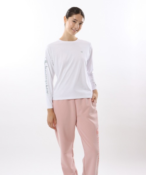 Champion(チャンピオン)の「【Champion/チャンピオン】レディース スポーツ ロングスリーブTシャツ(Tシャツ/カットソー・レディース・ブラック/グリーン/ホワイト/オレンジ・LARGE/MEDIUM)」の1枚目の写真
